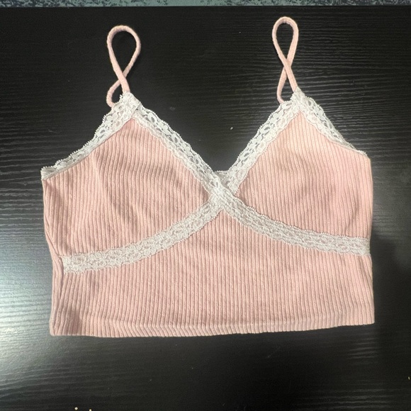 Pink/White lace Cami/Crop - Picture 2 of 6